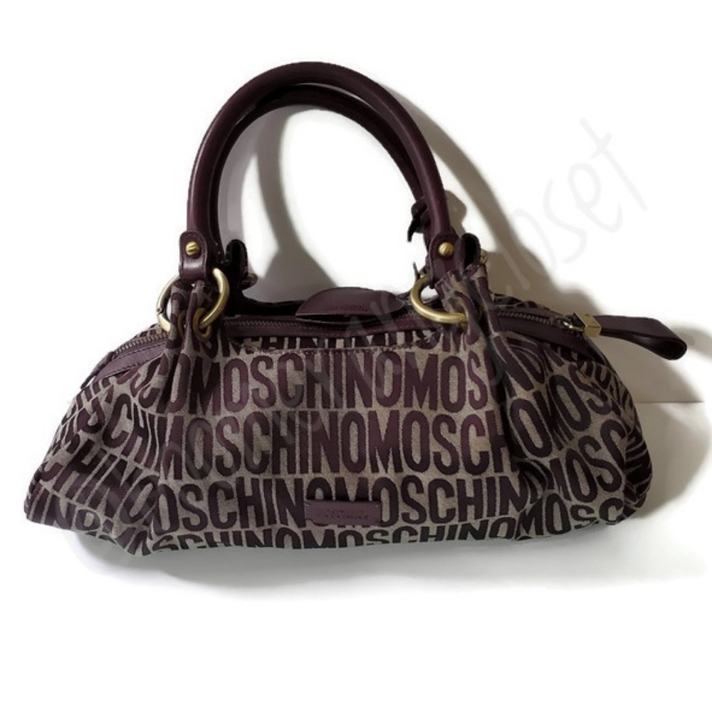 Moschino Signature Logo Canvas & Leather Satchel